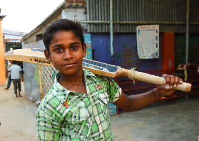 Daksh holding cricket bat